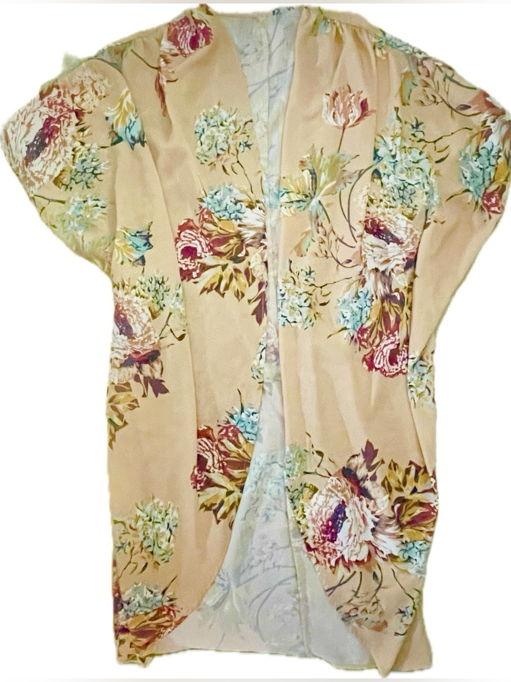 Boho Floral Kimono Style Open Front Duster — Size XL